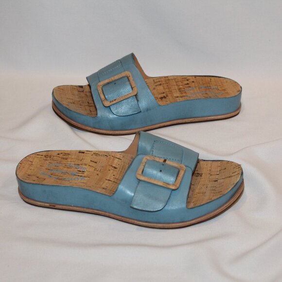 NEW KORK EASE WOMEN'S TUTSI BUCKLE TURQUIOSE BLUE/GREEN SLIDE SANDALS‎ SZ 7 - Picture 1 of 6